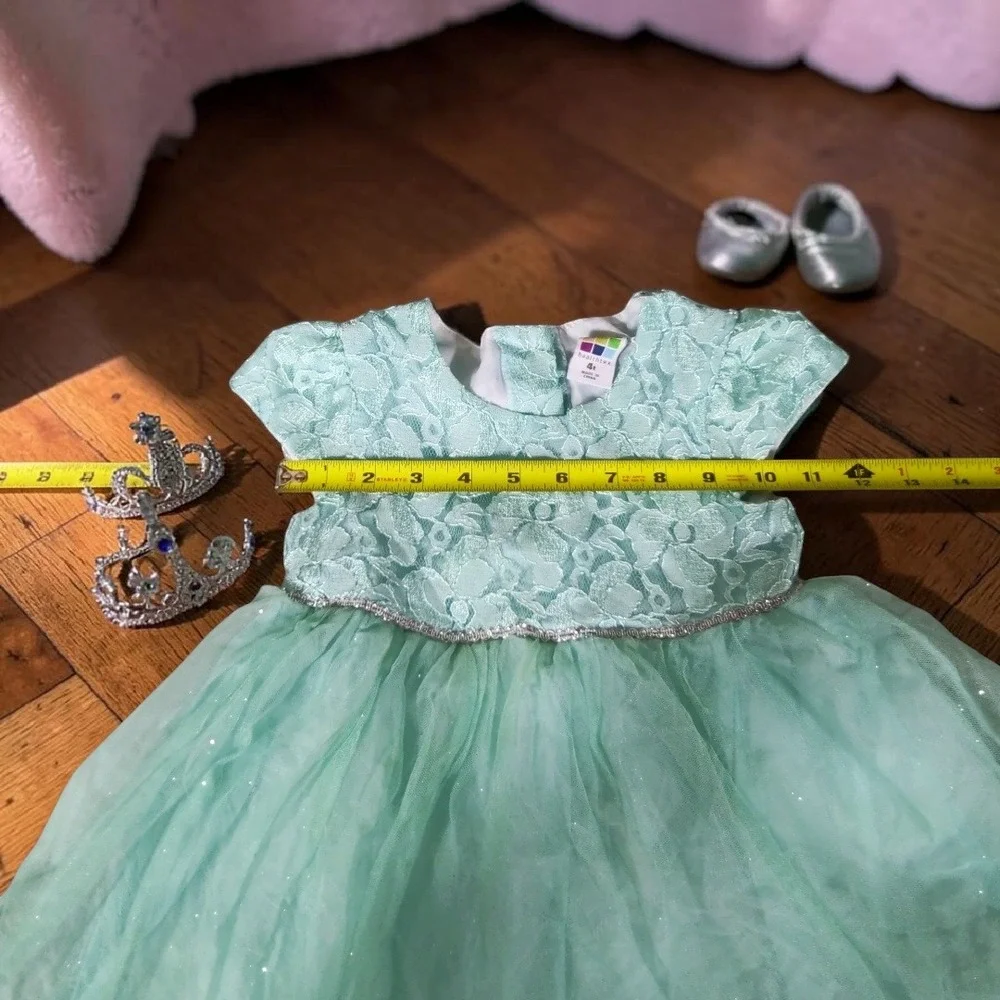 VTG Healthtex Mint Green Lace Tulle Tutu Dress Toddler Girls Size 4T Party Y2K‎